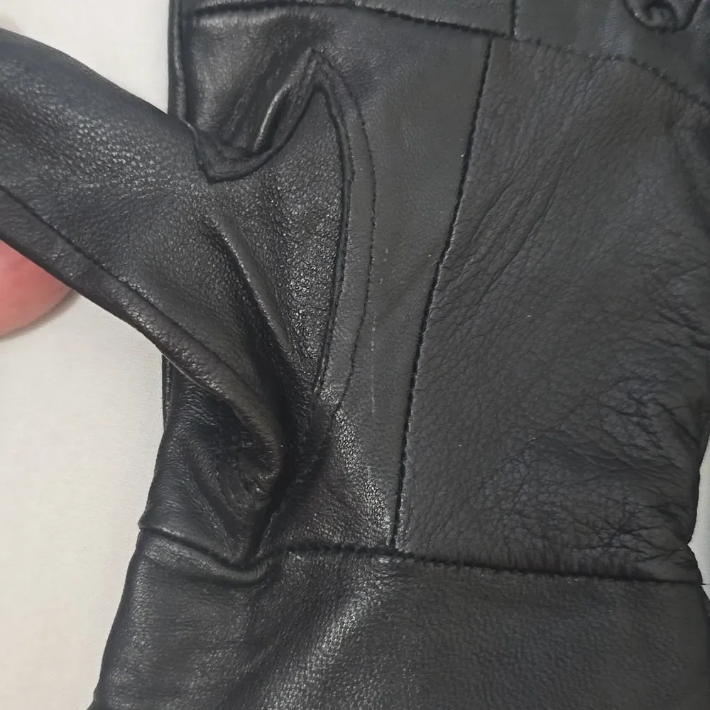 Women's Black Leather Gloves L